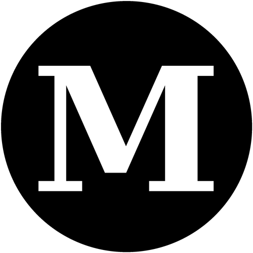 M logo in black circle background
